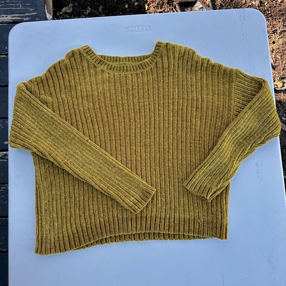 Olive Green Ribbed Women's Sweater